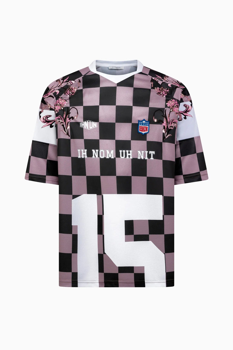 Checkered Floral Football Jersey Ih Nom Uh Nit t-shirt
