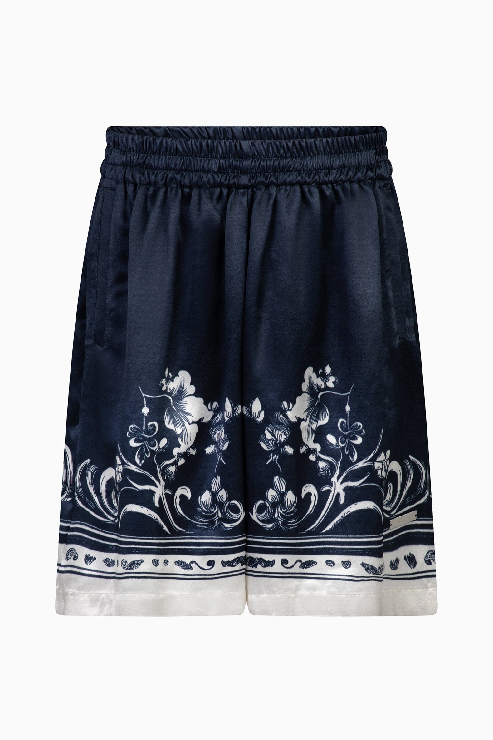 IH NOM UH NIT blue flower print viscose shorts front view
