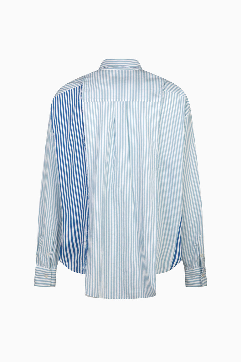 IH NOM UH NIT striped patchwork shirt with asymmetric panel construction on the back