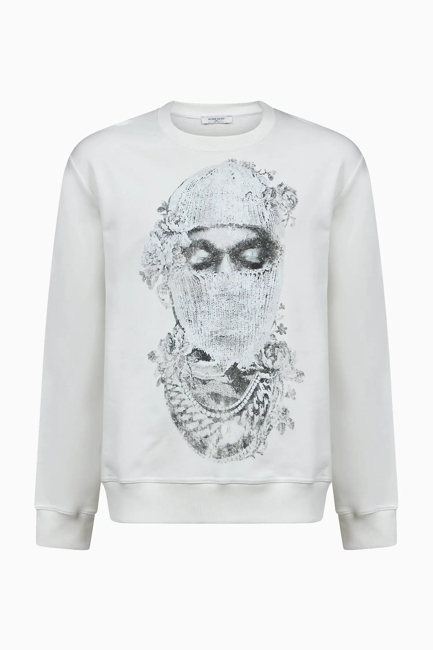 CREWNECK WITH MASK AND ROSES Ih Nom Uh Nit.