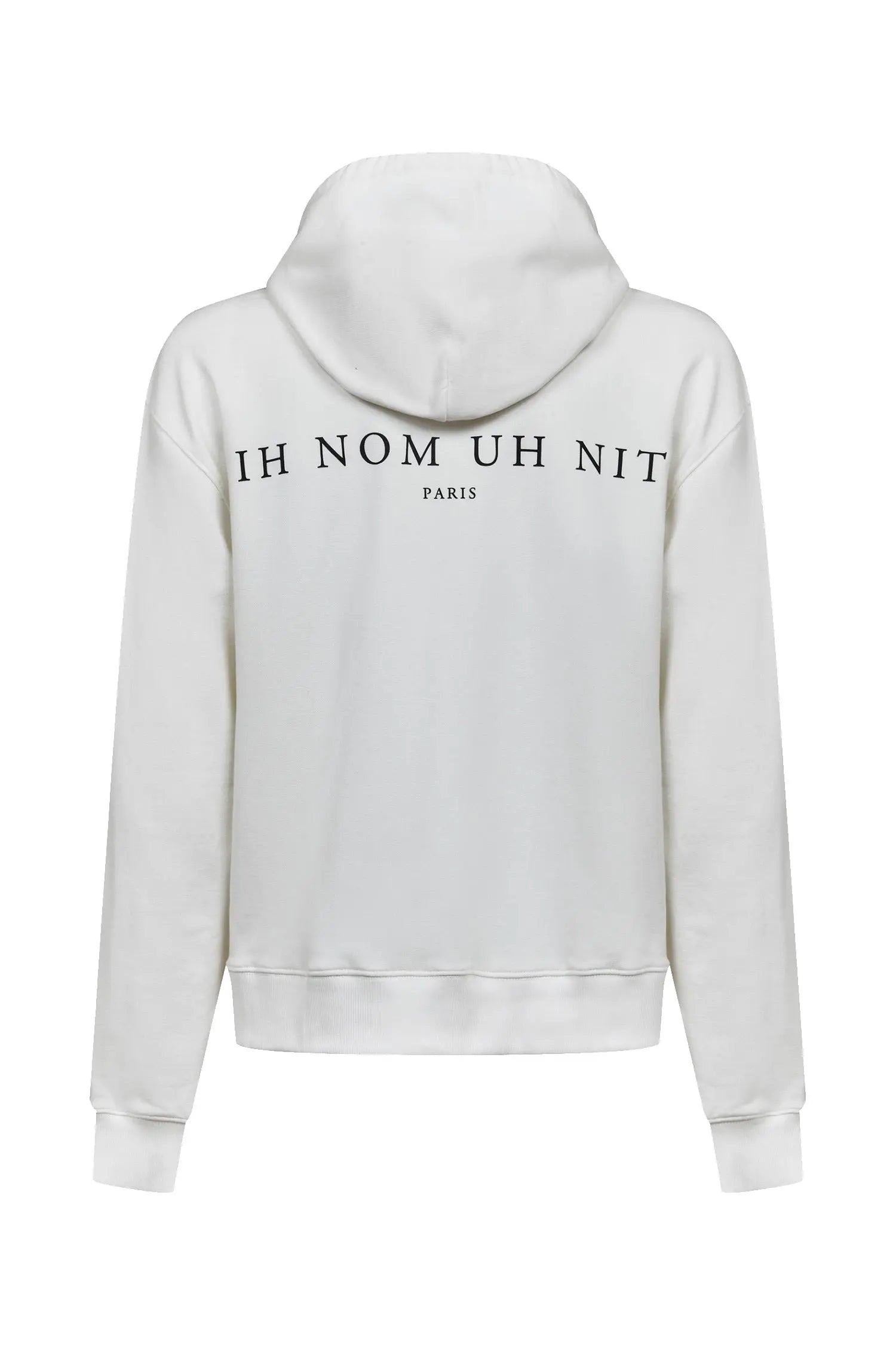 Hoodie with Newspaper style Mask Print - IH NOM UH NIT