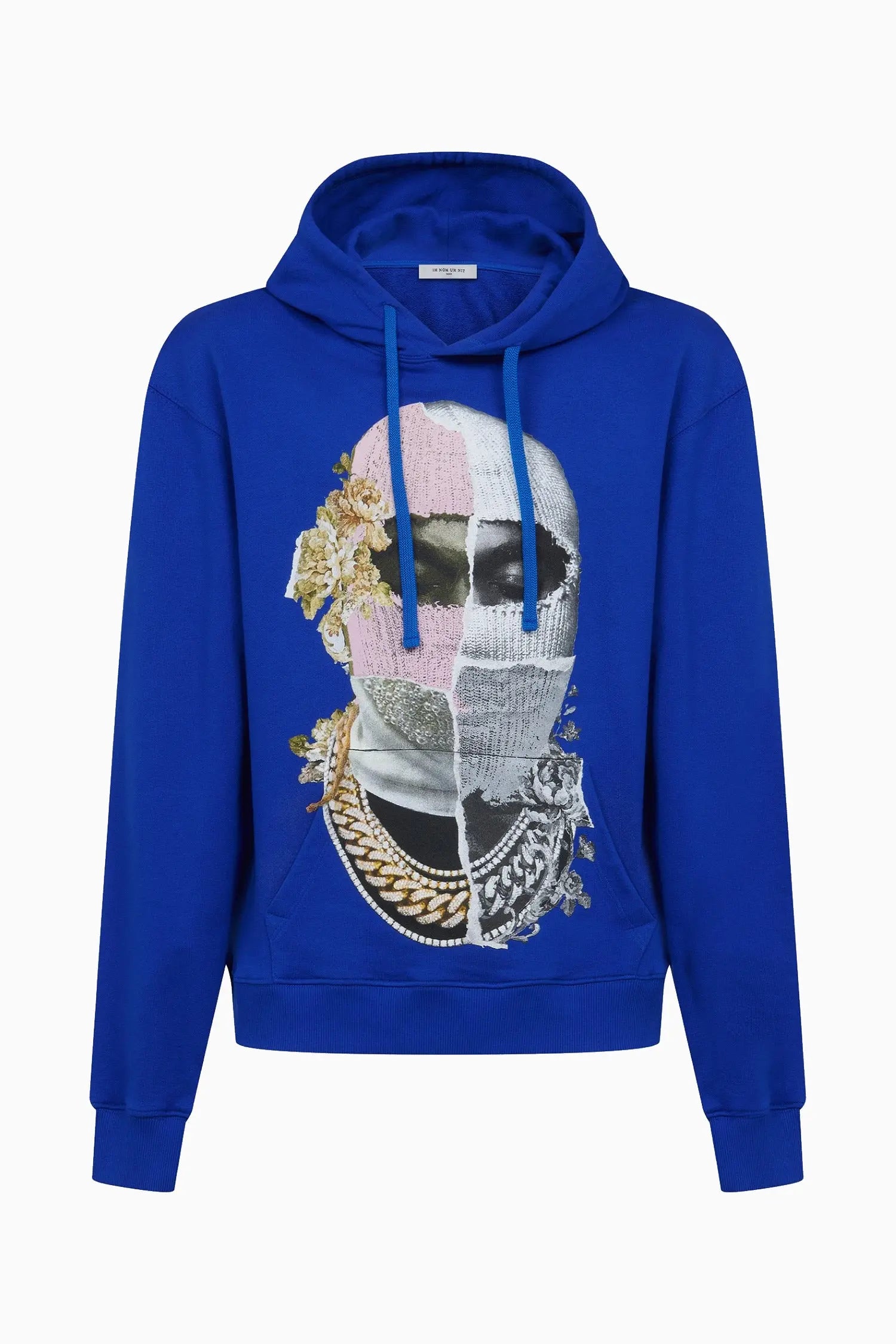 Hoodie with Newspaper style Mask Print - IH NOM UH NIT