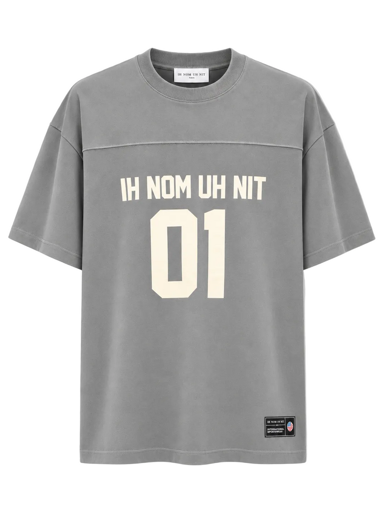 IH NOM UH NIT CLOUD oversized cotton T-shirt with cream 01 graphics on front and back